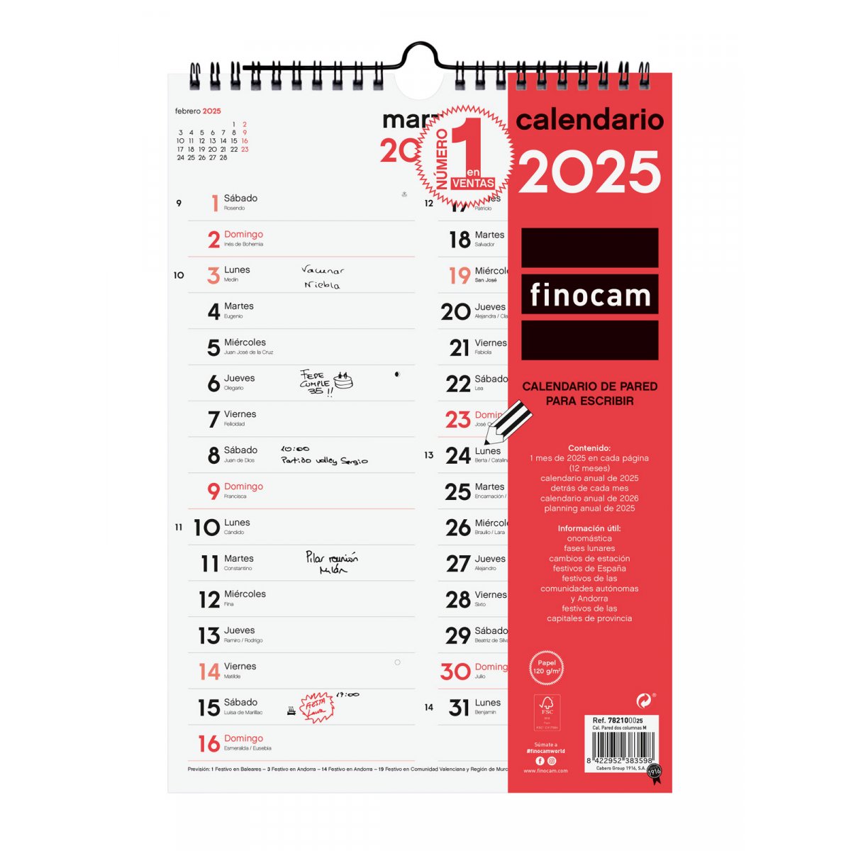 CAB CALENDARIO PARED DOS COLUMNAS M 2025+