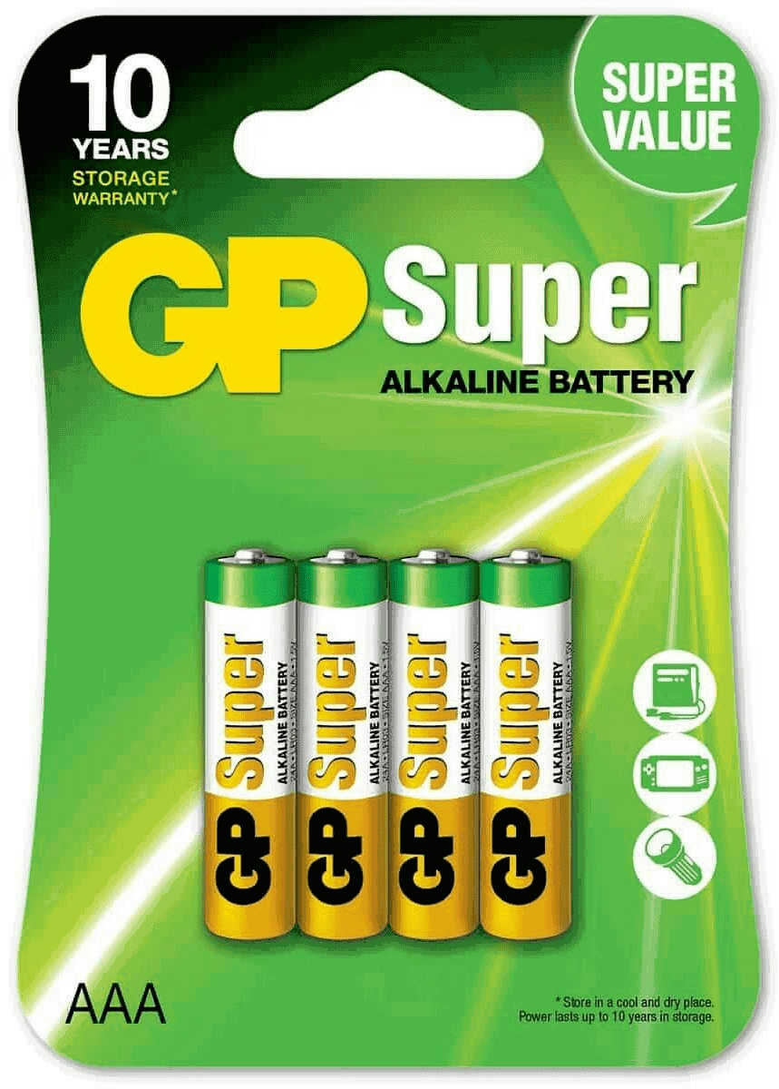 GP Pack de 4 Pilas Super Alcalinas LR03 AAA 1.5V