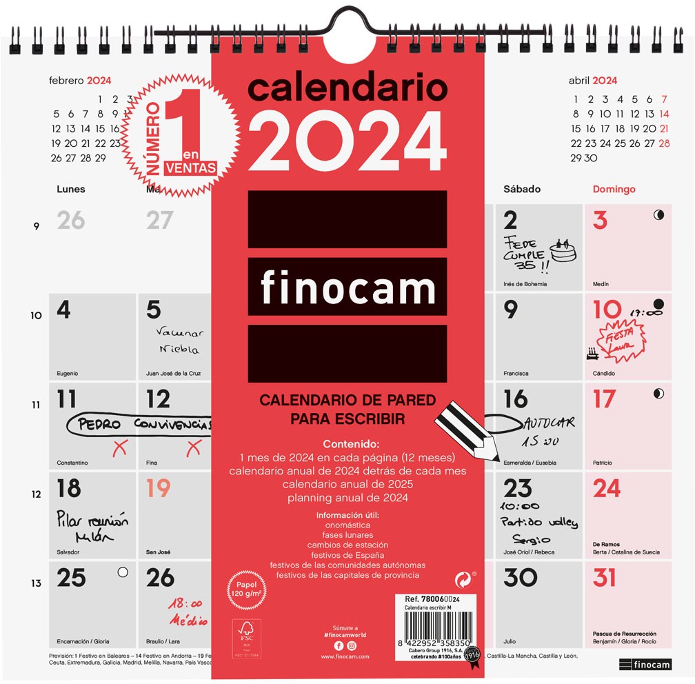 Calendario Neutro con Imán para Escribir 2024 - Finocam
